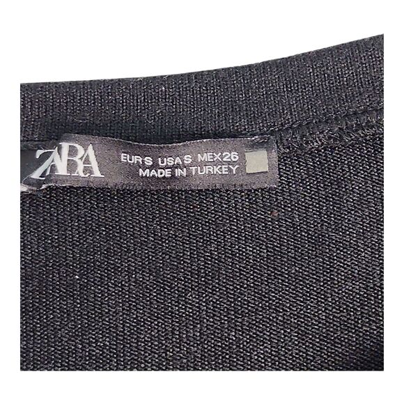 Zara Black Organza Puff Sleeve Elastic Cuff Sz Small Ribbed whimsigoth Going out - Picture 2 of 6